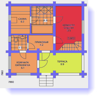 Планировка дом 8*8. 1 этаже